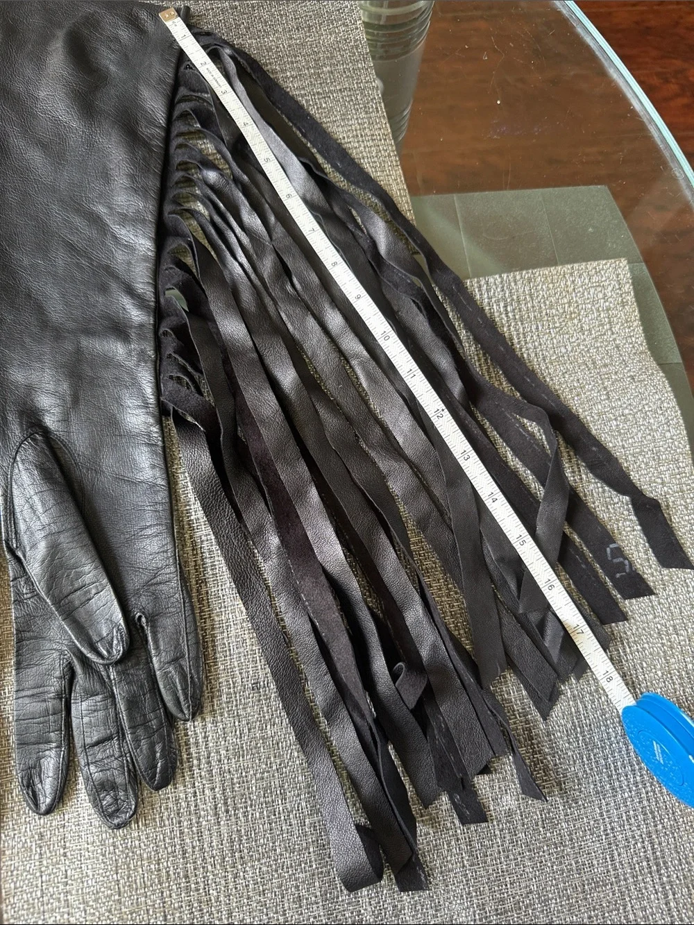 Black Fringe Long Leather Gloves - Women's Fashion Accessory100%Real KID-make 🇫🇷